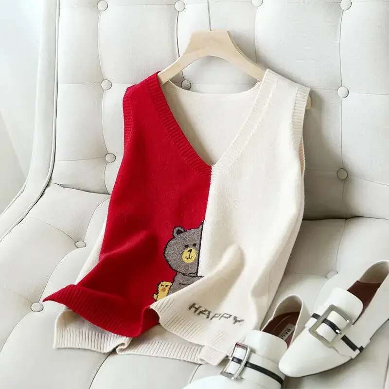 Sleeveless Waistcoat Vintage Pullover for The Trip New Knitwear Female Sweater Clothing Sales Korean Style Womens Knitted Vest