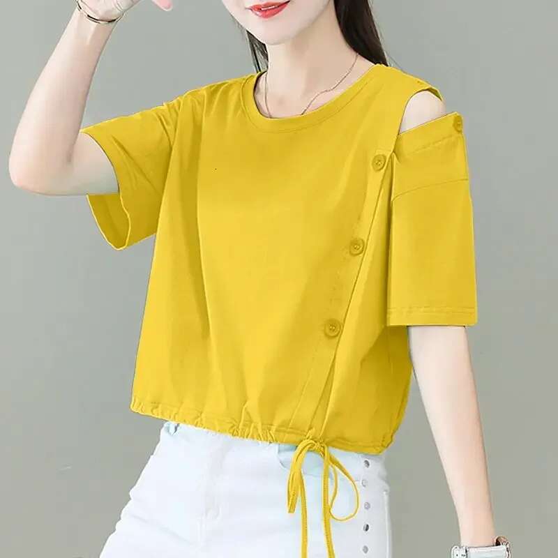 T Shirt for Women Baggy Plain White Short Sleeve Tops Woman Summer Outfit Cotton Womens Clothing Sales Emo Elegant Fashion 2025