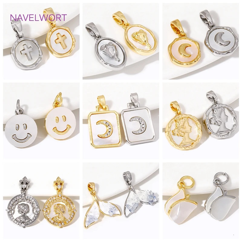 18K Gold Plated Natural Shell Butterfly Pendant Brass With Zircon Pendant Charms For DIY Necklace Jewelry Making Supplies 250609