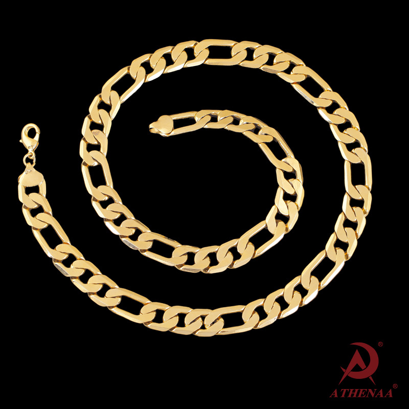 High Quality Men 8 MM 18K Yellow-Gold Filled Figaro Rope Chain Necklaces | Versatile Length Options from 18 To 24 Inches