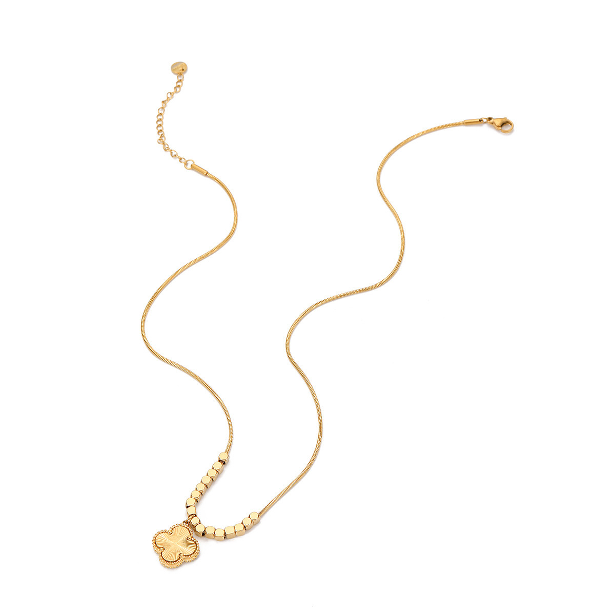 Fashion Light Style Simple Elegant Small Square Flower Necklace for Women Titanium Steel Non-Fading Jewelry