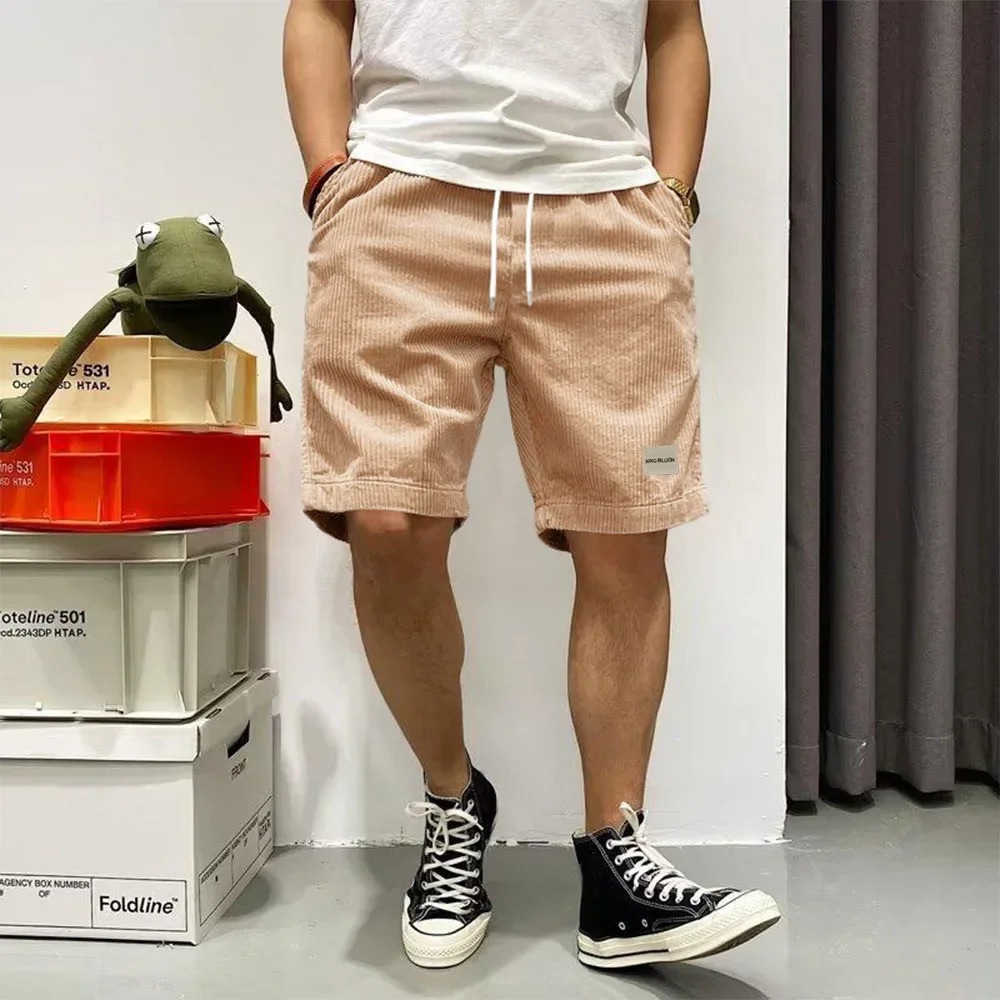 Mens Summer Shorts Corduroy Short Pants Baggy Loose Basketball Shorts Casual Male Sweatpants Elastic Waist Sports Shorts 250614