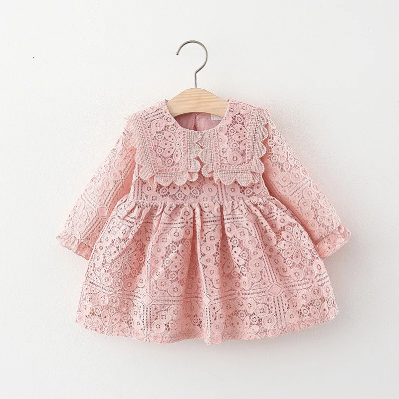Spring Autumn Toddler Girl Clothes Korean Fashion Doll Collar Long Sleeve Lace Baby 1st Birthday Dresses Princess Dress BC050 250617