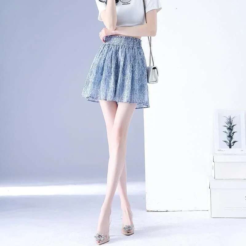 Elastic Waist High Shorts for Women Loose Skirt Pants Culotte Baggy Chiffon Woman Short 2000s Clothes Y2k Summer Aesthetic Flowy