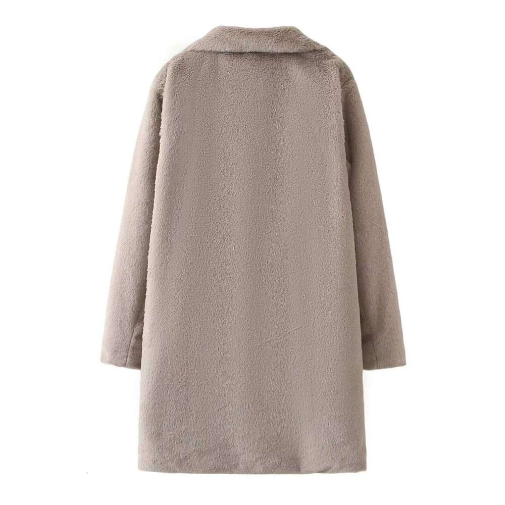 European and American winter new style lapel temperament versatile mid-length fur women's fashionable warm coat