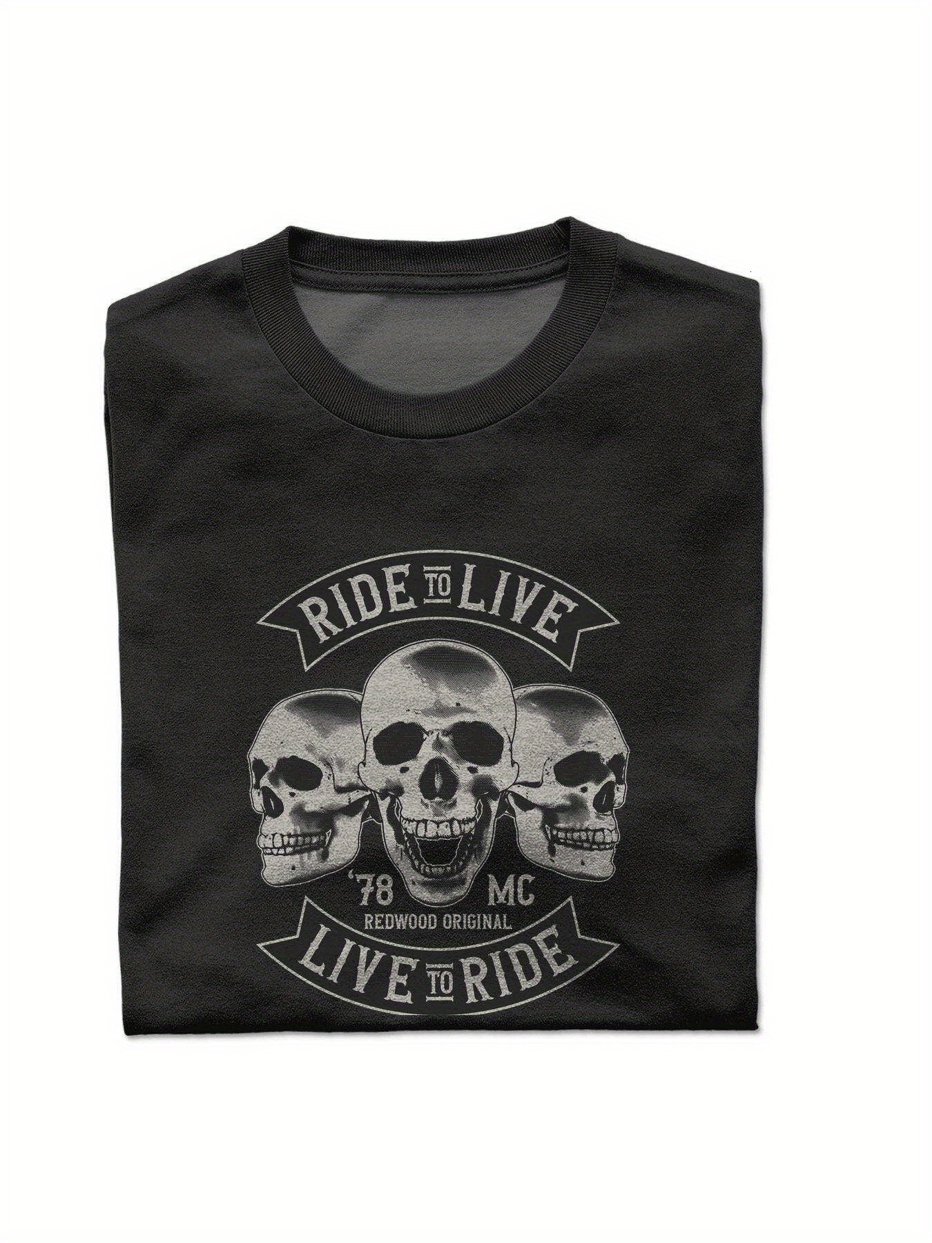 Dongdumaoyi Cotton 180G Adult S-3Xl Text T Shirts White Round Collar Men Short Sleeve Skull Black 3645