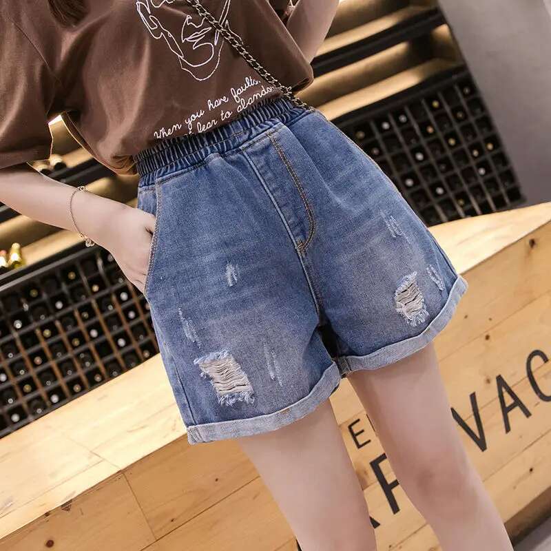 Womens Shorts Jeans Short Pants For Woman To Wear Home Ripped Denim With Waist Pocket Wide Trend 2025 Low Price Summer Luxury