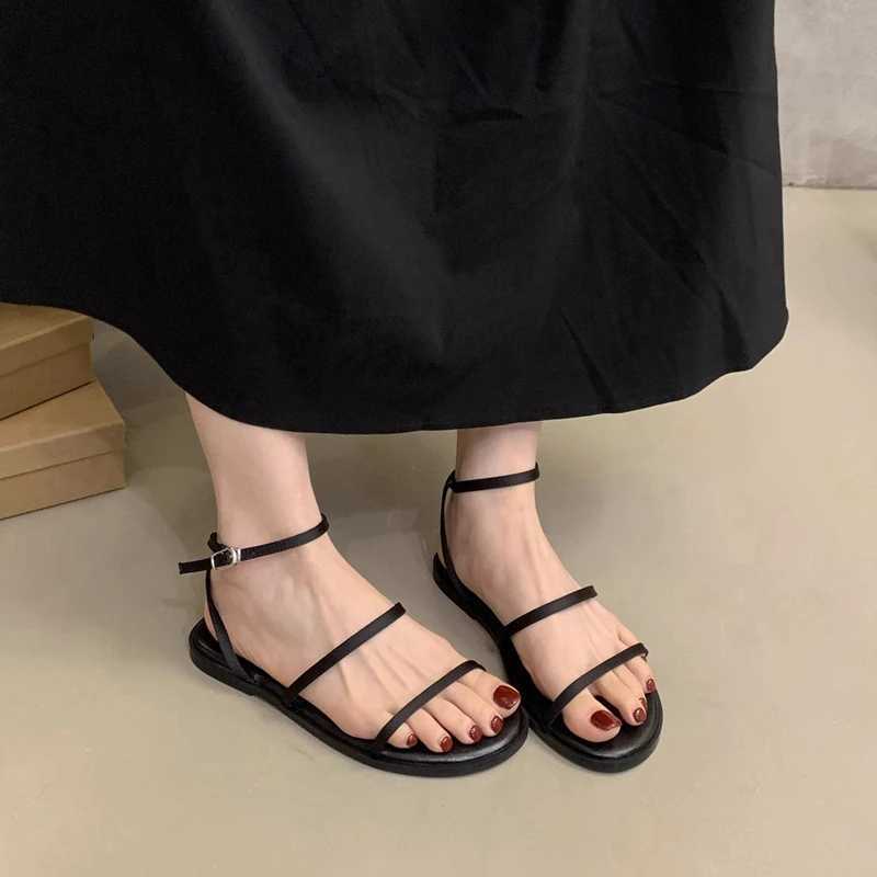 SUOJIALUN 2025 Summer New Women Sandal Fashion Yellow Narrow Band Ladies Elegant Gladiator Shoes Flat Heel Dress Slides Sandal Z250617