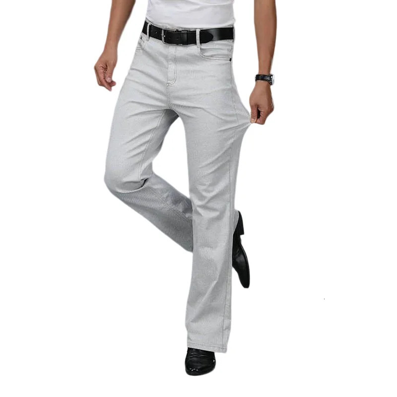 2025 Mens Summer Flared Jeans High Waist Thin Loose Casual Pants 250616