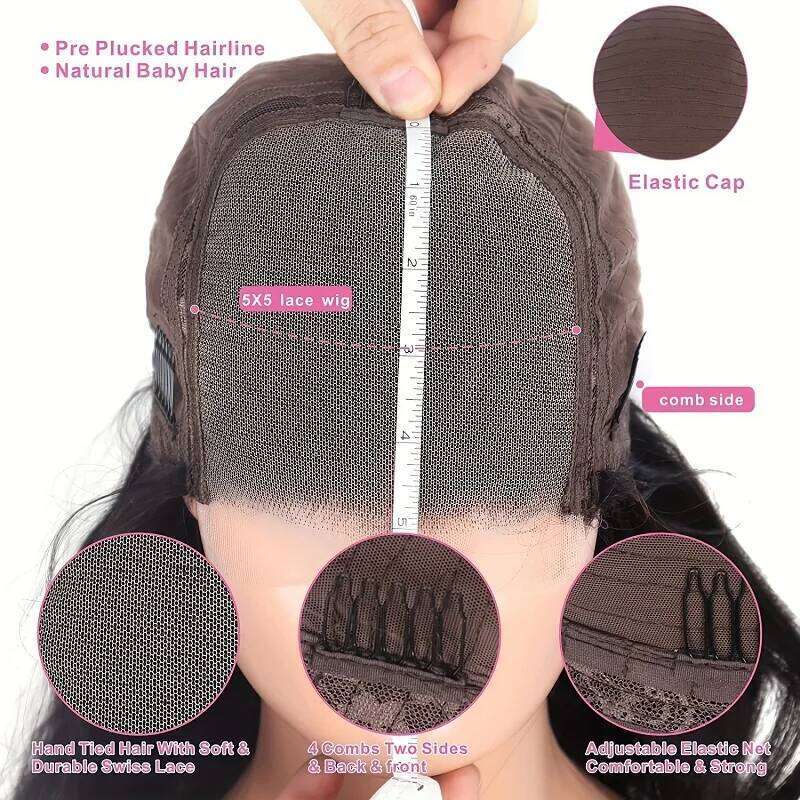 Alimice Body Wave Glueless Wig 5x5 Lace180% Density Pre Plucked Transparent Lace Wigs Human Hair For Women