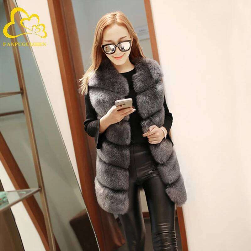 Faux Fur Coat for Women, Warm Long Vest, Casual Street Wear, High Grade, Winter Fashion, New Arrival