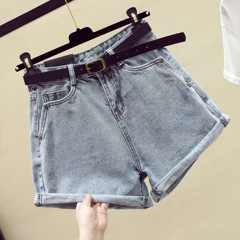 Womens Shorts Wide Work Short Pants for Women To Wear Denim Office Ripped Mini Jeans Aesthetic Classic Casual New In Streetwear