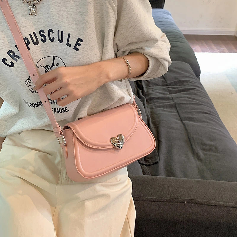 MOODS Loving Heart Buckle Crossbody Bags For Women Handbags Silver Color Small Shoulder Underarm Phone Bag 250614