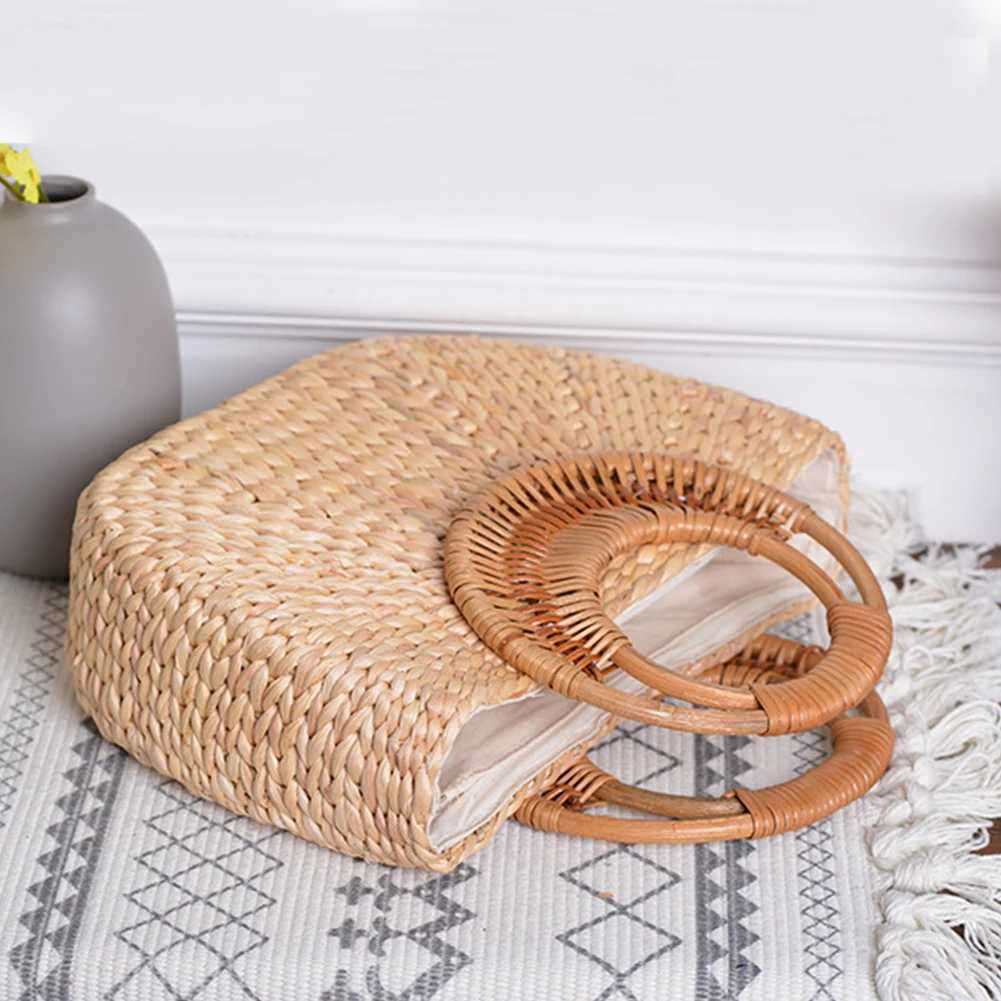 Women Summer Beach Bag Elegant Woven Top Handle Bag Travel Tote Purse Bucket Bag for Travel Vacation Z250617
