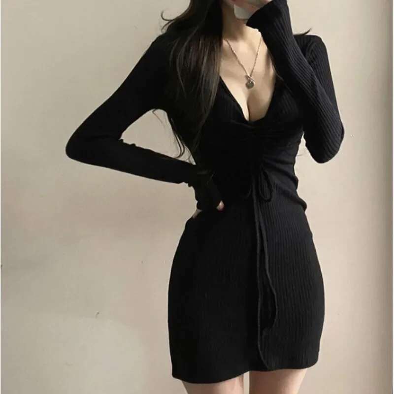 Sensual Sexy Cotton Autumn and Winter Woman Knitted Dress Elegant Luxury Aesthetic Outfits Designer X Crochet Dresses for Women