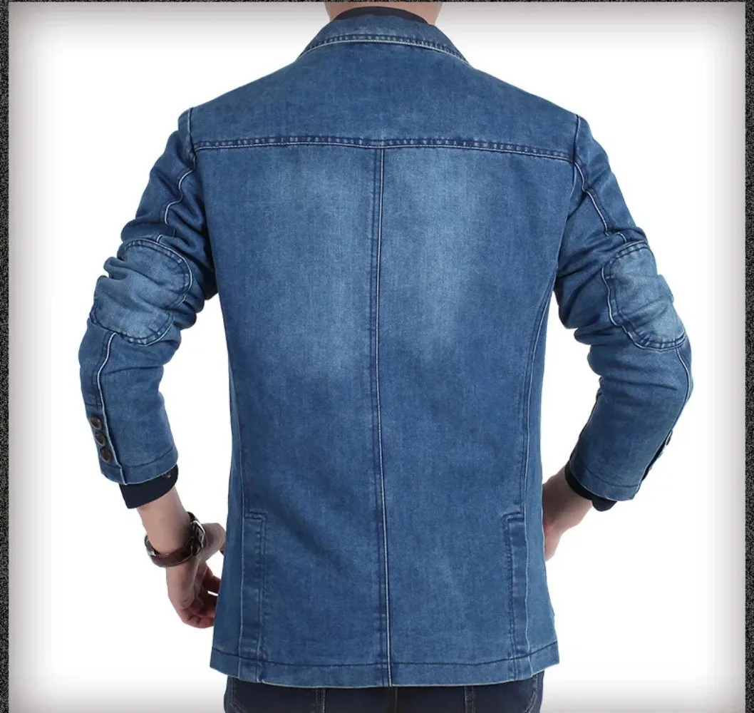 Blazers Men Denim Jacket Suits Coats Single Breasted Turn Down Collar Full Sleeve Casual Regular Coat Button Blazer Jackets 250614