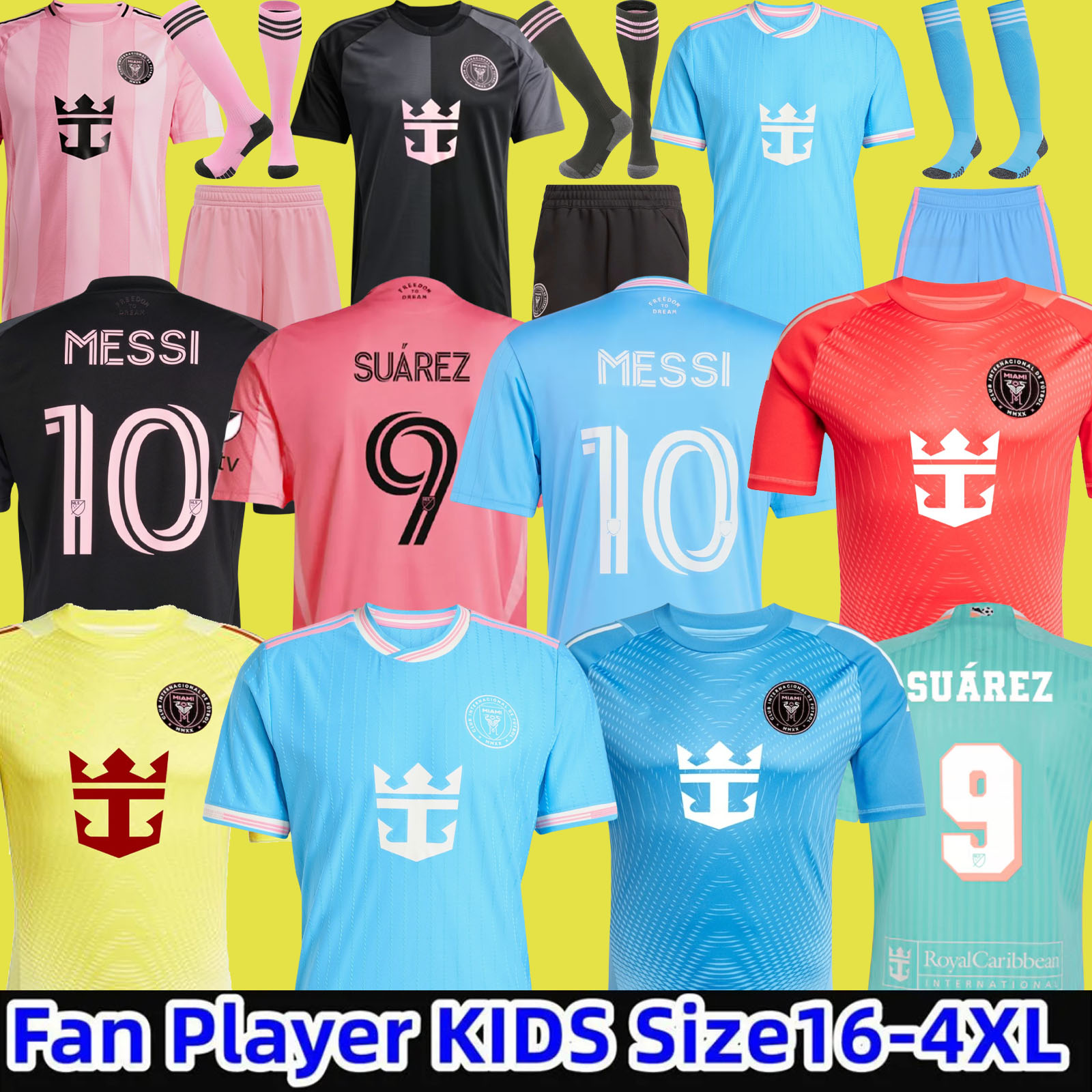 3XL 4XL 2025 2026 SUAREZ Interes Miamis CF MESSIS Soccer Jerseys Women MESSIES 25 26 3rd football men kids Player Fans version Grey Black shirt Baby kits child tops
