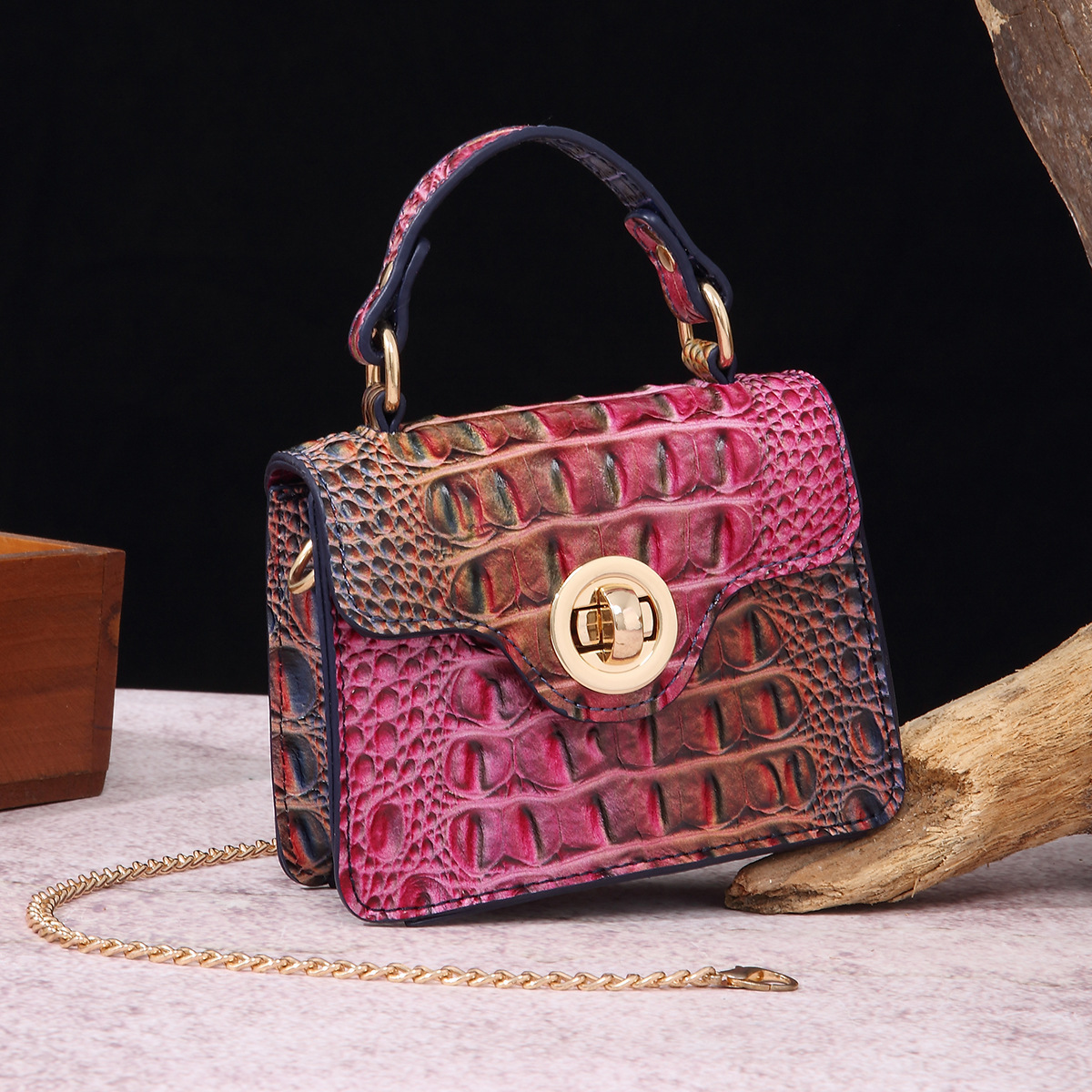 Free Shipping Designer Handheld Crossbody Wallet Mother And Child Retro Women's Bag Luxury Multi-color Brahmin Fashion Crocodile Pattern