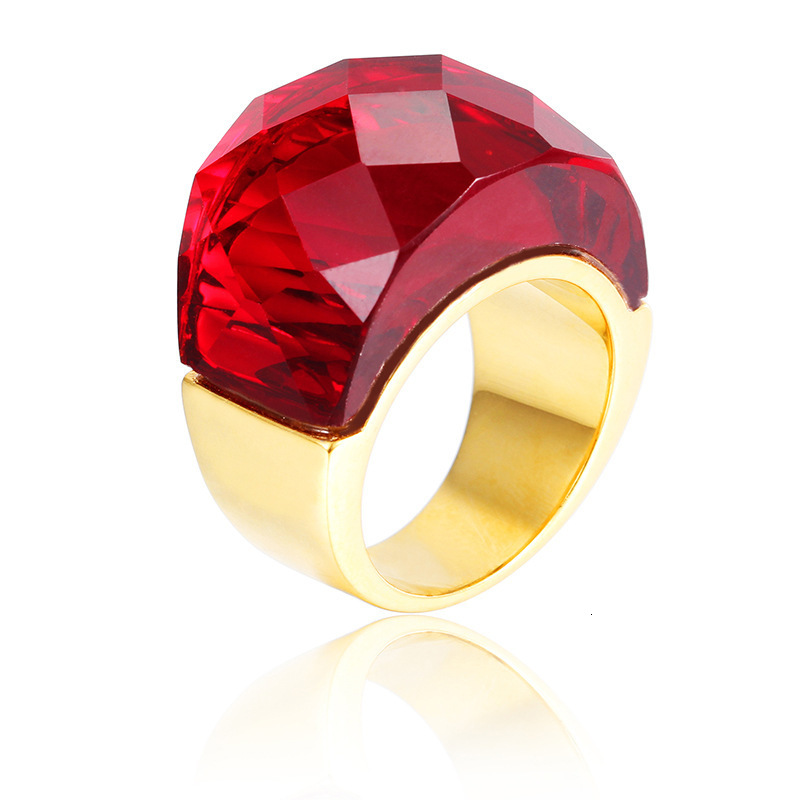 Fashion Large Ring for Women Multicolor Wedding Jewelry 7 Colors Big Glass Stone Ring Stainless Steel Anillos 240125