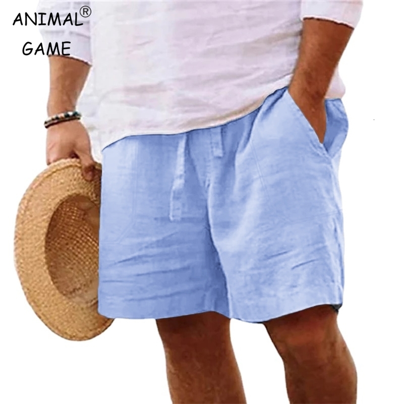 Mens Cotton Solid Color Short Lightweight Gym Pants Linen Beach Shorts Men Jogging Sport Large Short Homme 250529