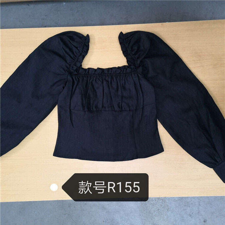 Whitedress Wedding Guest Dress for Women Dress Designer NR155 Linen Blouse Women Summer Black Square Neck Slim Fit Short Long Sleeve Womens Clothing