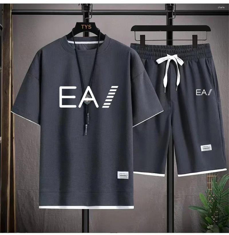 Men's Tracksuits 2025 Short Sleeved Crewneck T-Shirt Sets Top Casual Shorts Two-Piece Summer Gym Jogging Sports Suit