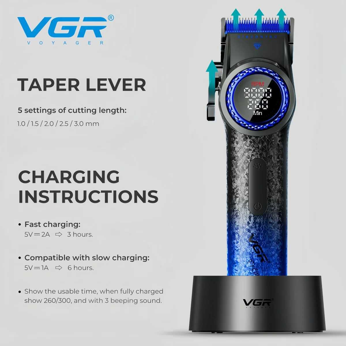 Hair Trimmers 9000RPM Hair Clipper DLC Blades Professional Trimmers 21-Gears Speed Adjustable Hair Trimmer for Men R250617