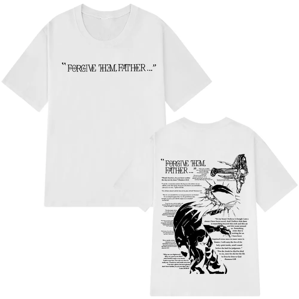 Forgive Them Father Bible Christian Religious Jesus Vintage T-shirt Men Women Cotton Casual Oversized Cotton T Shirts Streetwear