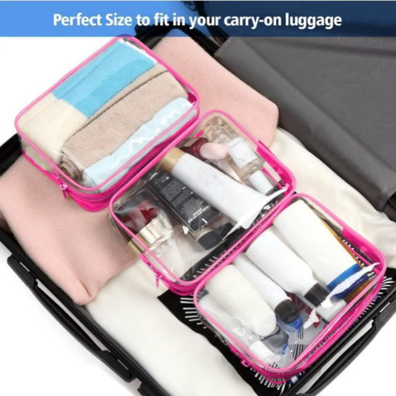 Transparent Cosmetic Bag Waterproof Quarto Size Mens and Womens Applicable Can Carry Airport Airline Bags 3 Pieces 250614