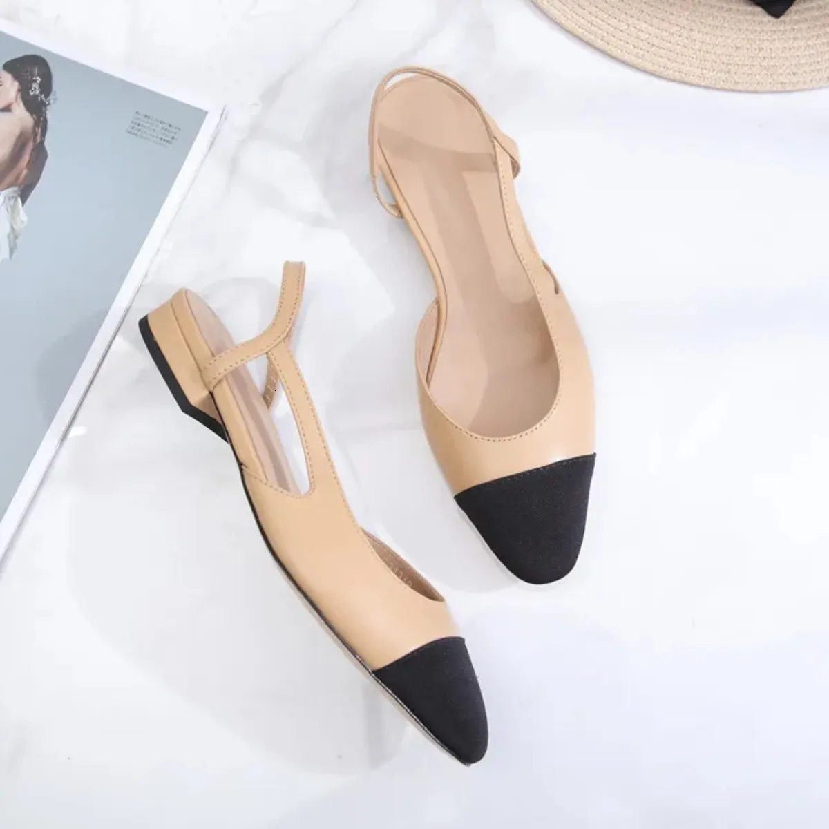 designer shoes Paris Brand designer Black Ballet Flats Shoes Women Quilted Genuine Leather Slip on Ballerina Luxury Round Toe Ladies Dress Shoes Slingbacks
