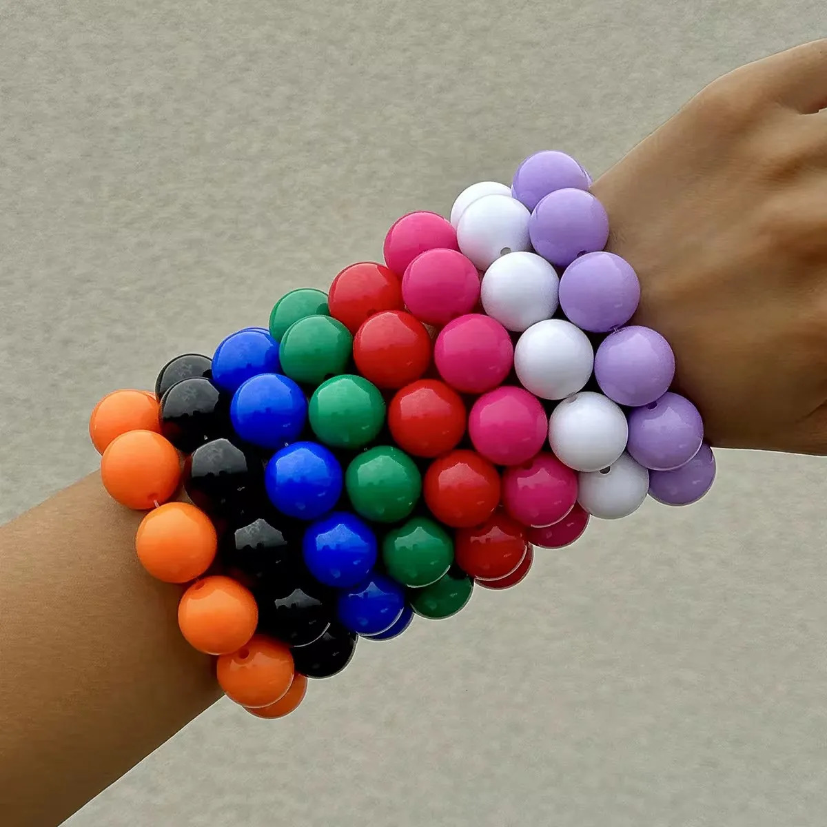 Tocona Arrival Colorful Big Bead Bracelets for Women Personality Punk Resin Holiday Jewelry Accessories Wholesale Gift 250616