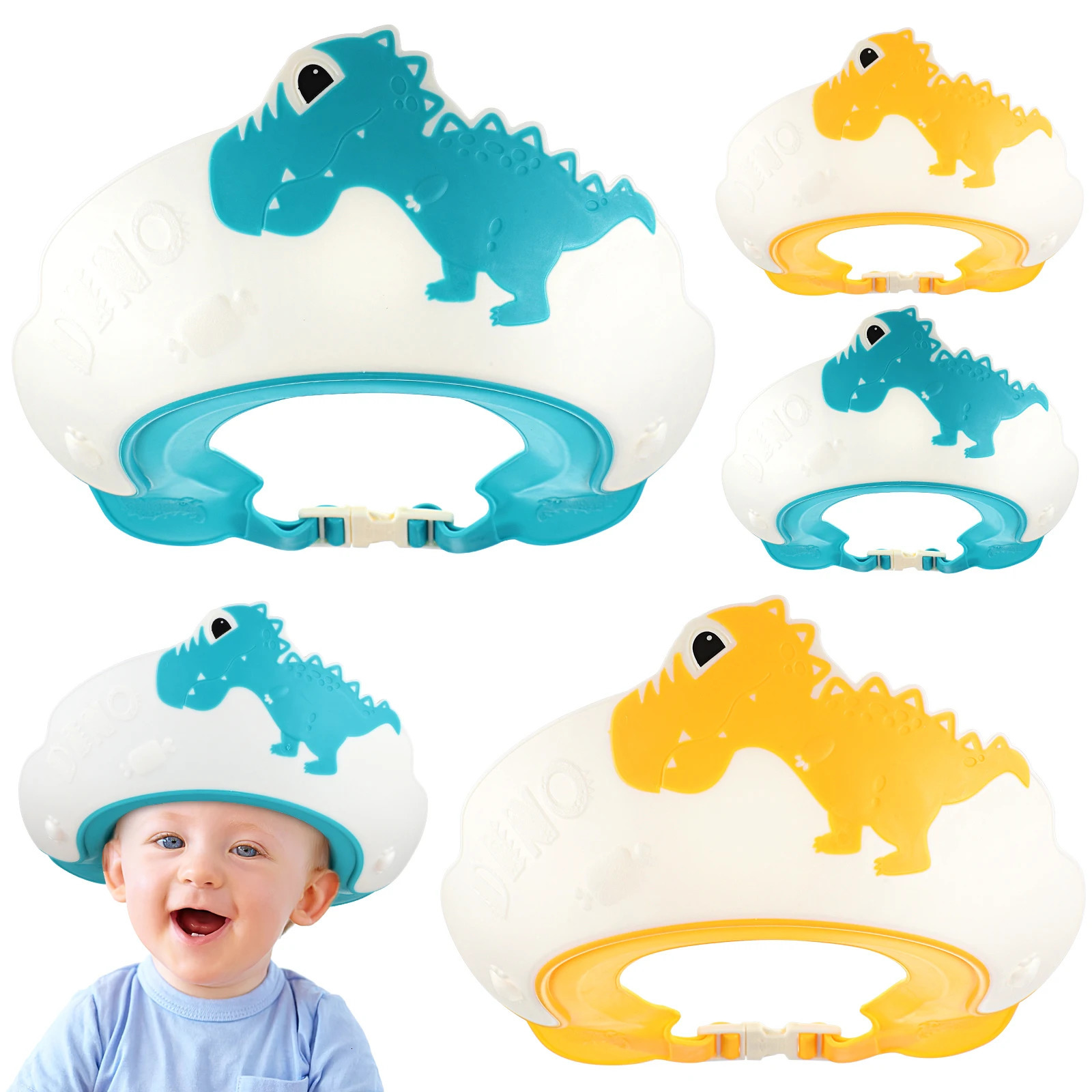 4pcs Baby Shower Hat Set Hair Washing Guard for Kids Bath Time Dinosaur Adjustable Premium Material Safe to Use 250617