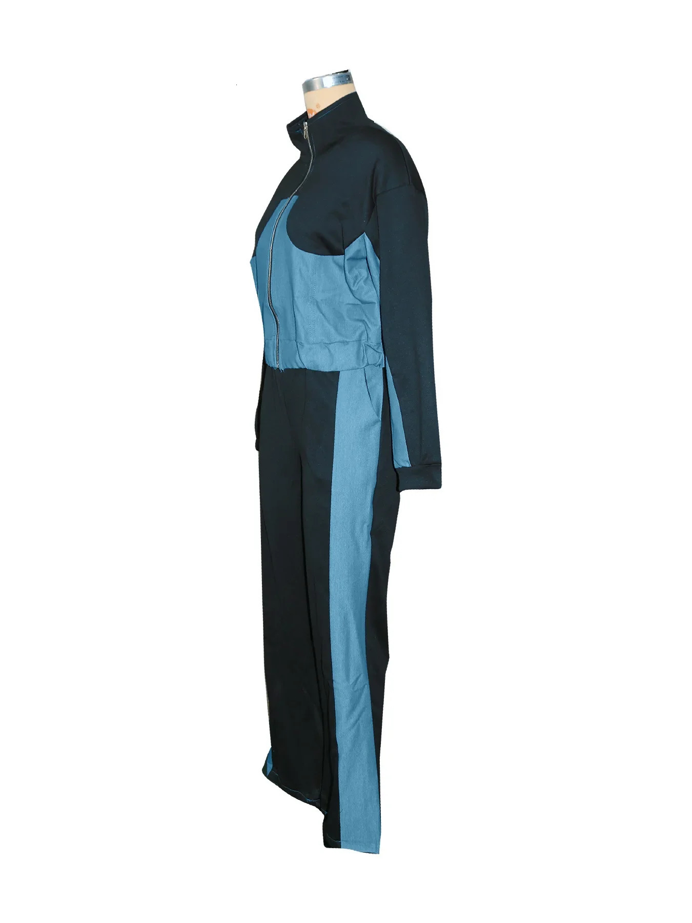 CM.YAYA Fashion Denim Patchwork Womens Set Sweatshirt Jacket and Wide Leg Pants Suit INS Two 2 Piece Sets Outfit Tracksuit 250614