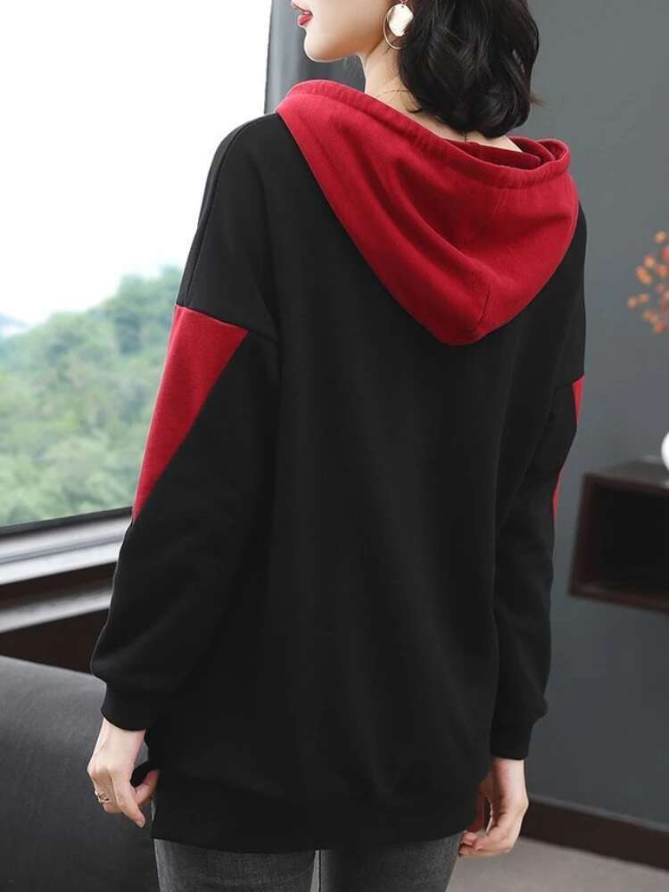 Black Hoodies Slim Top Graphic Red Woman Clothing Cropped Hooded Womens Sweatshirt Cheap And Korean Style Xxl Designer New In
