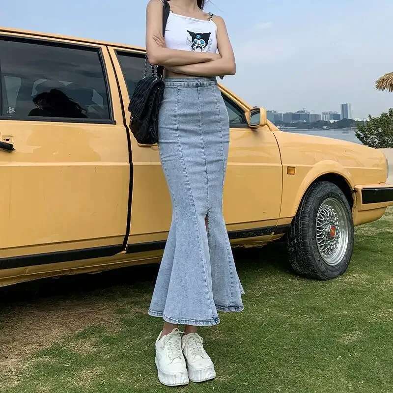 New In Zipper High Waist Woman Denim Skirt Casual Cheap Luxury Elegant Y2k Vintage Aesthetic Summer 2025 Jeans Skirts for Women
