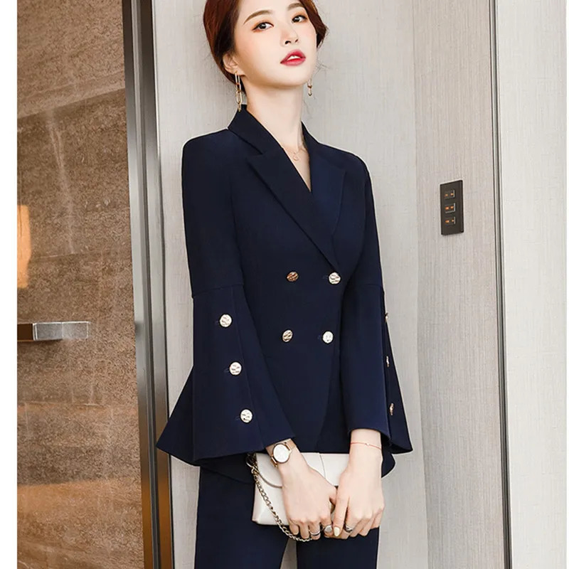 Fashion Red Pant Suits Women 2 Piece Set Spring Autumn Blazer Office Lady Business Work Uniform Outfits Formal Trousers Suit 250612