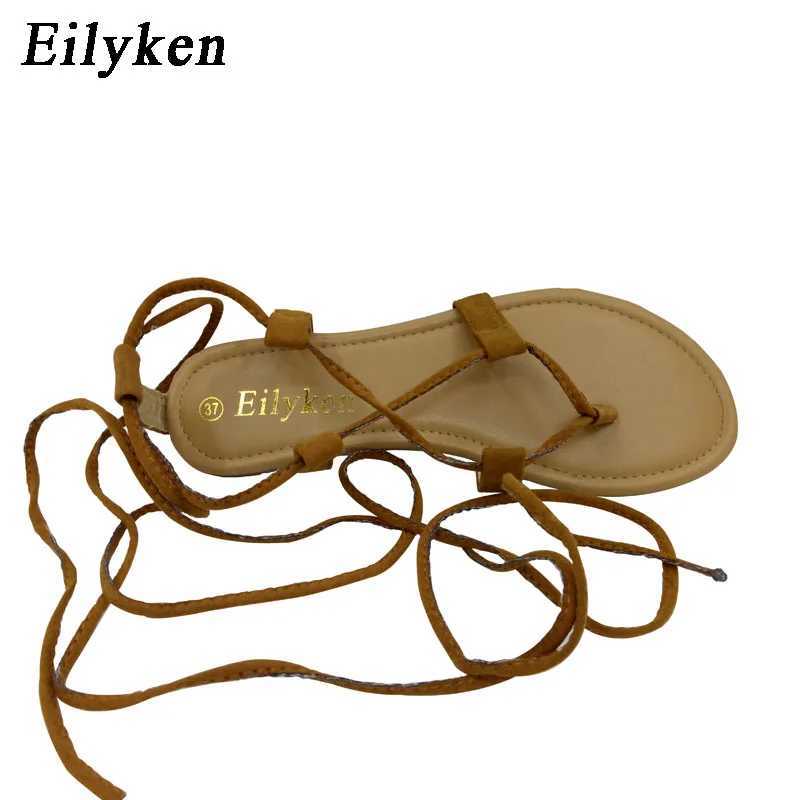 Eilyken Summer Casual Roman Women Sandals Cross-Strap Tall Knee High Thong Designer Narrow Band Flat Sandals Flip Flops Shoes Z250617