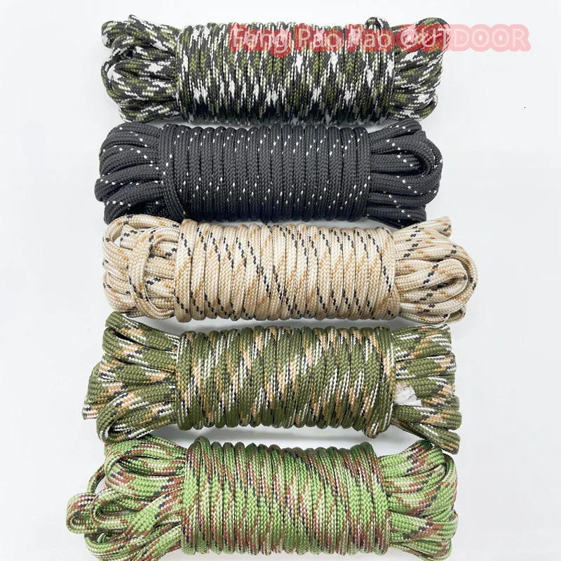 7 Cores 550 Paracord Cord 5 15 30 M Dia4mm For Outdoor Camping Survival Lanyard Parachute Rope Hiking Tent Accessories 250611