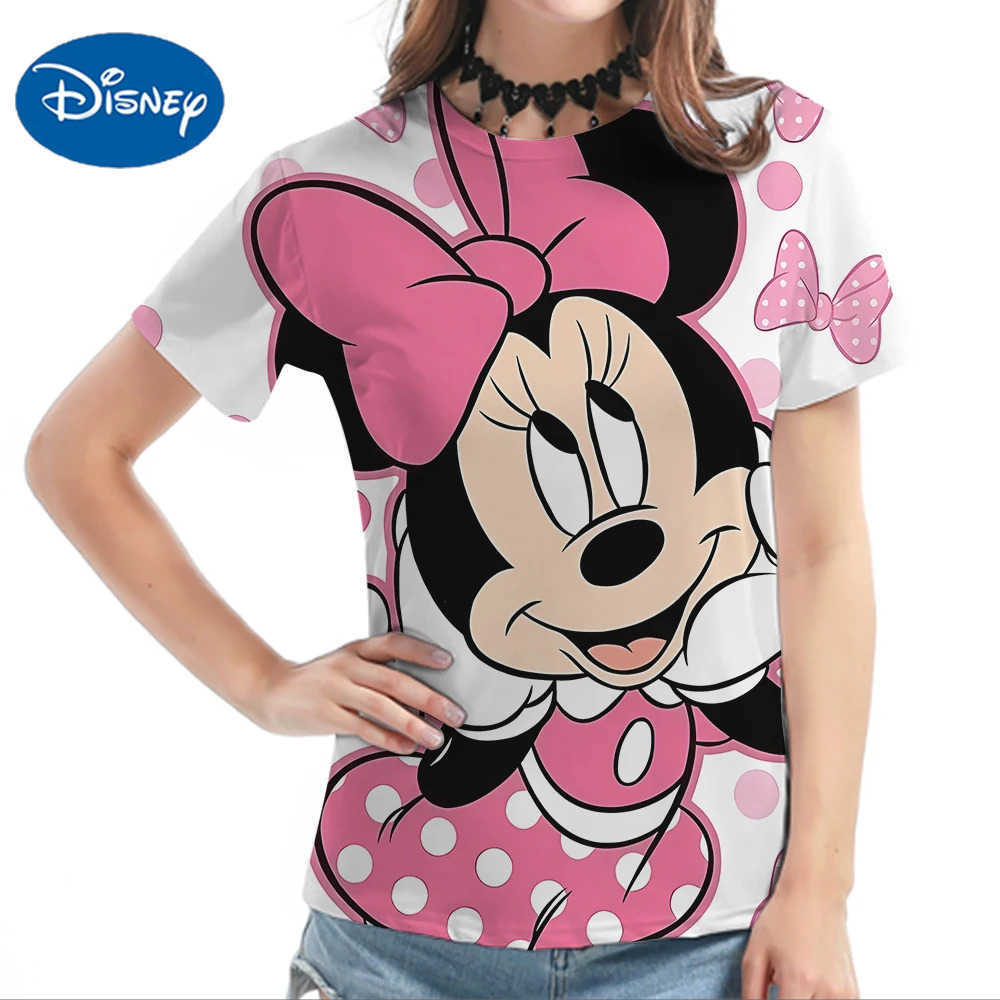 Disney Y2k Disney Kawaii Minnie Mouse Funny Cartoon T Shirts Womens T-shirt Graphic Tshirt Streetwear Casual Tees Female Short Sleeve W250617
