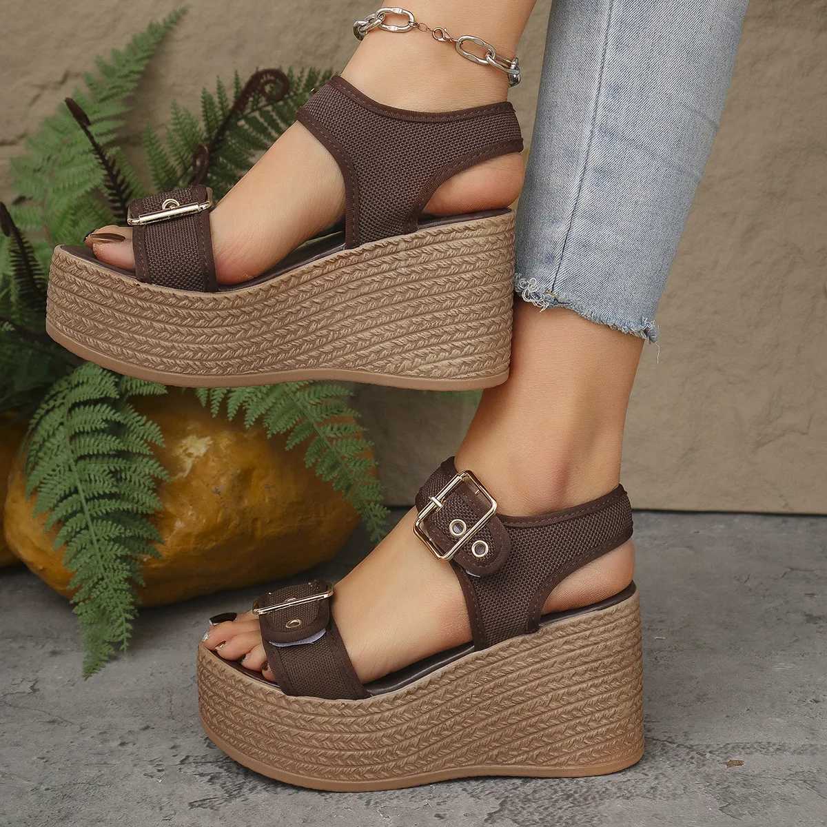 Summer Womens High Heel Shoes 2025 New Casual Platform Wedge Heel Sandals Womens Fashion Open Toe Rome Sandals Sandalias Mujer Z250617