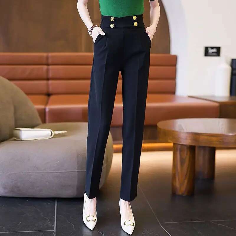 Clothing and Capris Skinny Tailoring Trousers for Woman Leggings Office Womens Harem Pants Slim Work High Waist Outfits Cotton