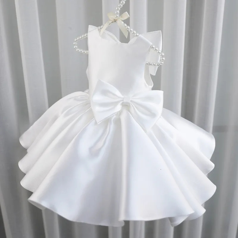 Big Bow Baby Girls Party Dress Toddler 1st Birthday Baptism Princess Kids Dresses for Girl White Wedding Prom Christmas Costumes 250617