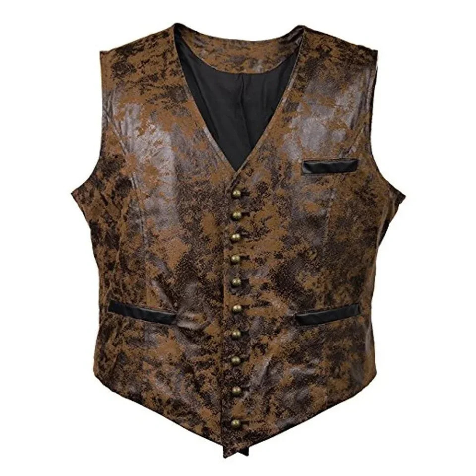 Retro Vest Punk Rock Biker Single Breasted Blazer Sleeveless Club Slim Fit Gillet Tops V-neck M-2XL Men 250614