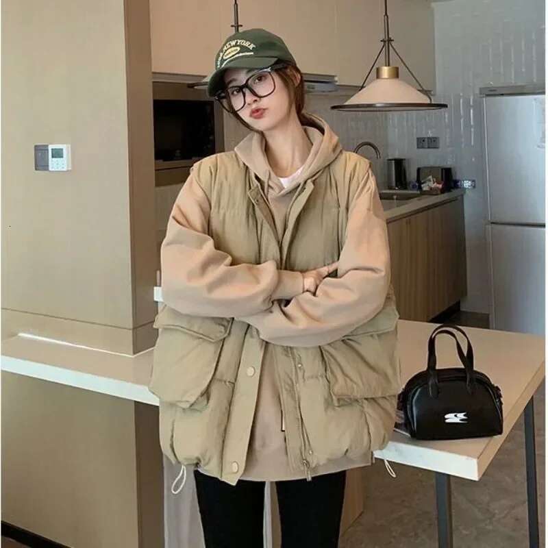 Solid Color Womens Vests Quilted Cotton Giletes Classic Clothes Fashion 2025 Lady Padded Insulated Korean Style Coats on Sale