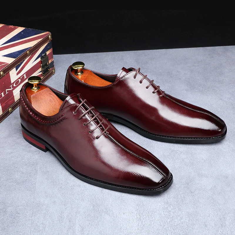 Man Classic Business Shoes Microfiber Leather Square Toe Laceup Dress Office Flats For Men Fashion Wedding Party Oxfords 250612