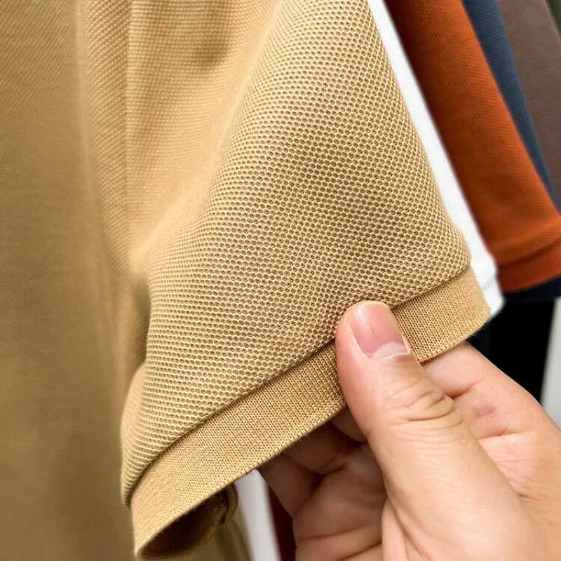 Mens Polo T-shirt 100% Cotton 2024 Summer Fashion Casual Short Sleeve Polo Shirt Lapel Wear Solid Color Top Tees XJ250617