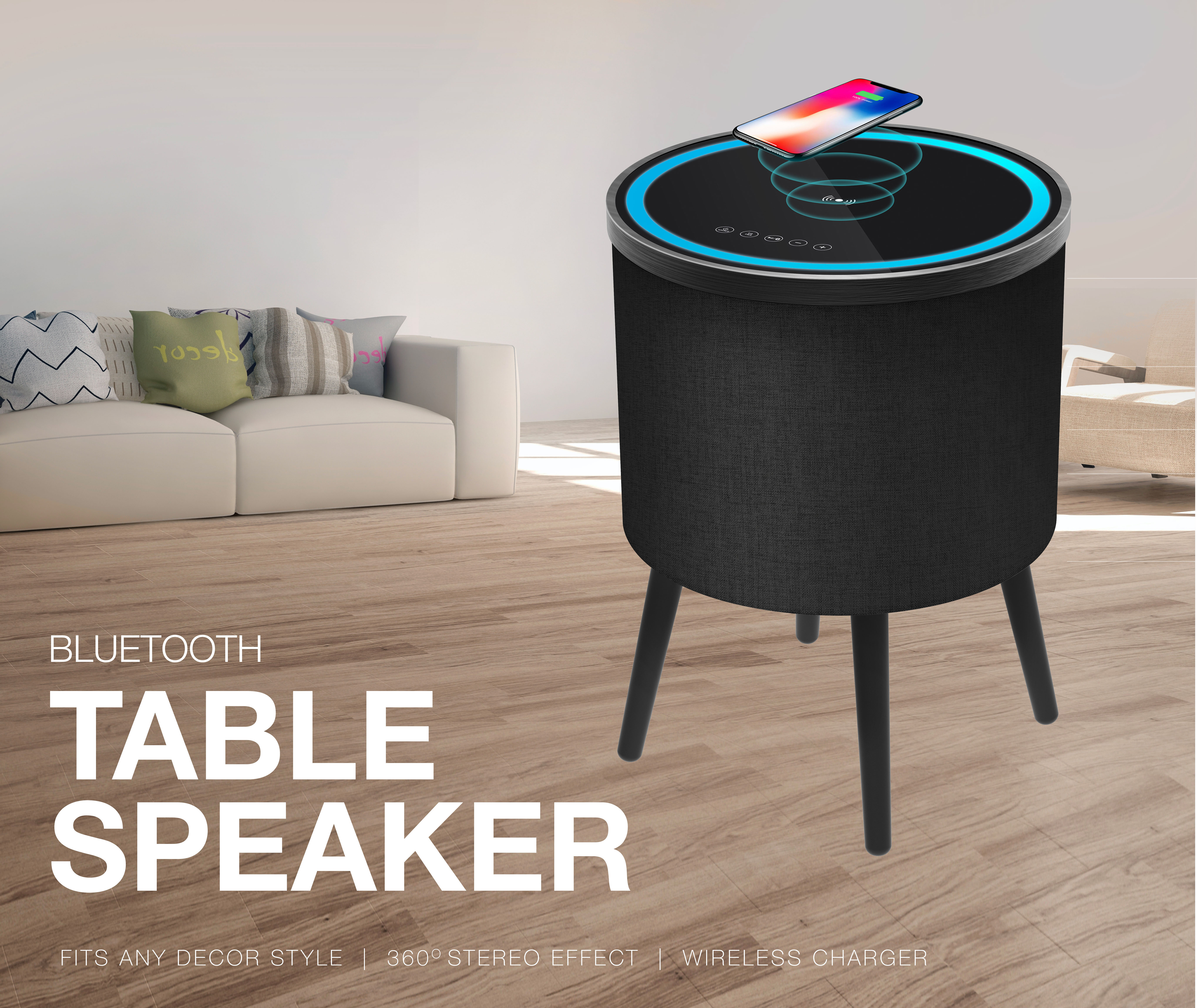 Tableau audio / table de tae Bluetooth Smart Home / Table avec quai de charge sans fil