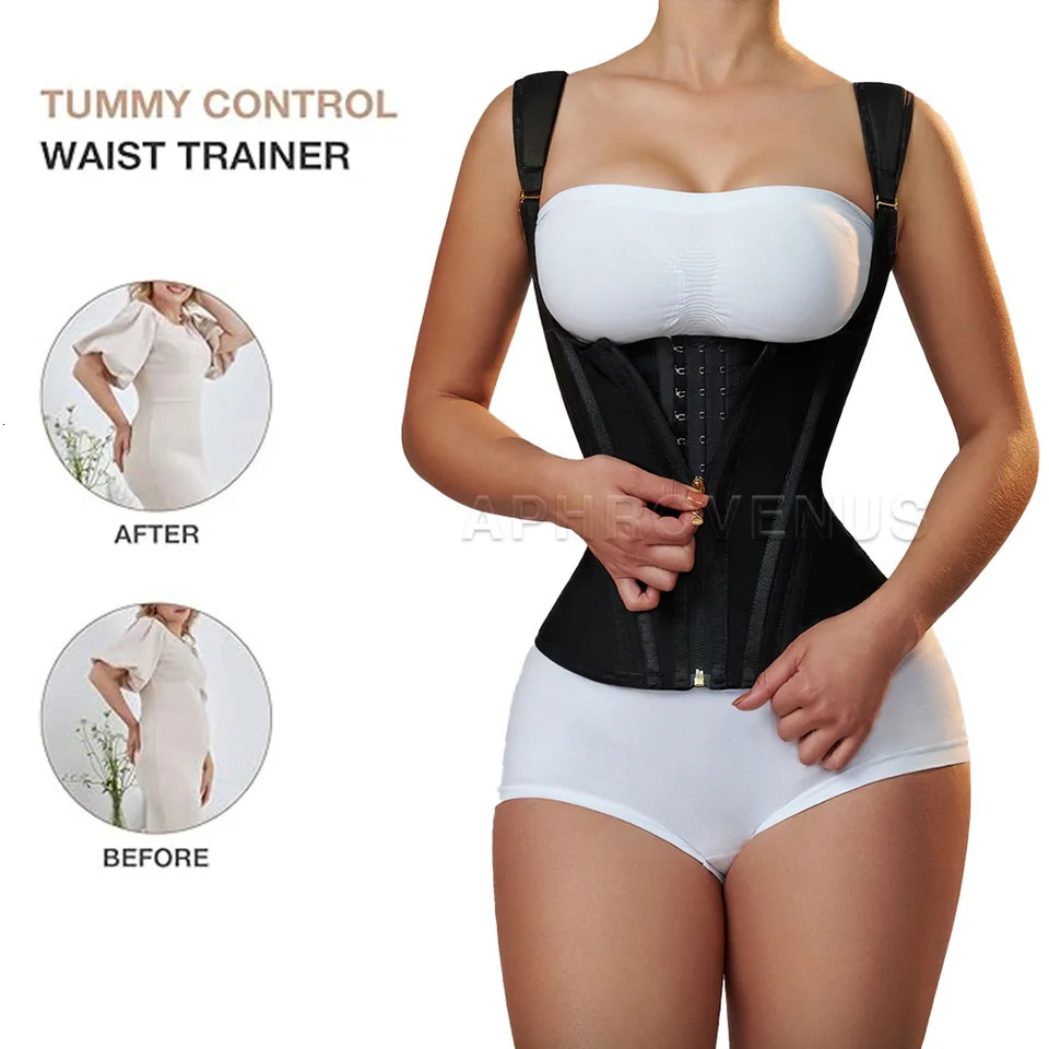 Fajas Colombianas Women Double Compression Waist Trainer Corset with Bone Adjustable Zipper and Hook-eyes Flat Belly Body Shaper 250616
