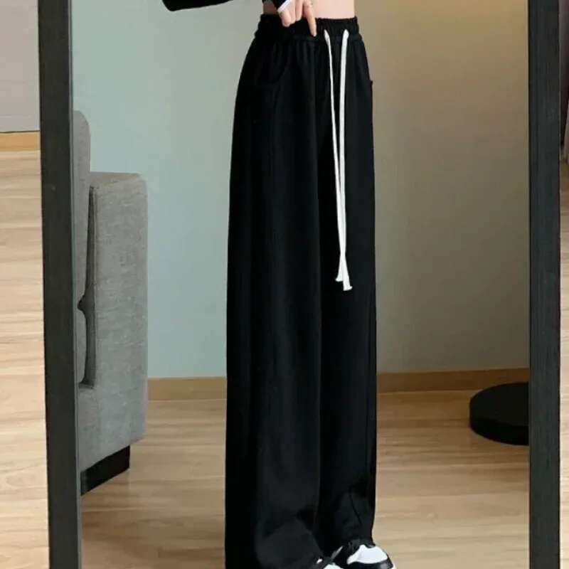 Long Spring Autumn Woman Trousers With Pockets Harajuku Casual All Medium Chic and Elegant Pants for Women Original 90s Classic