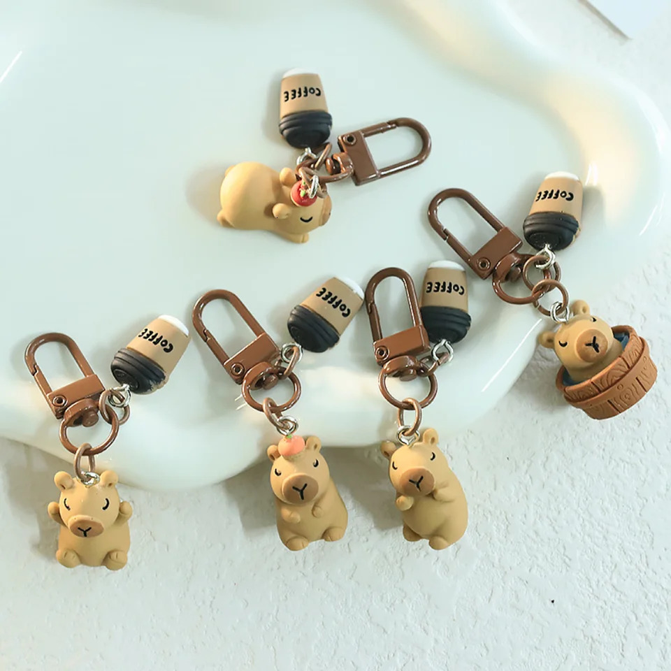 Cartoon Capibara Keychain Small Pendant Resin Three-Dimensional Animal Doll Backpack Shoulder Bag Pendant Clothing Accessories 250616